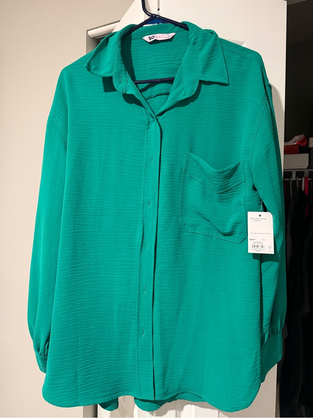 Kohl's Teal Green Button-Down Long Sleeve Blouse